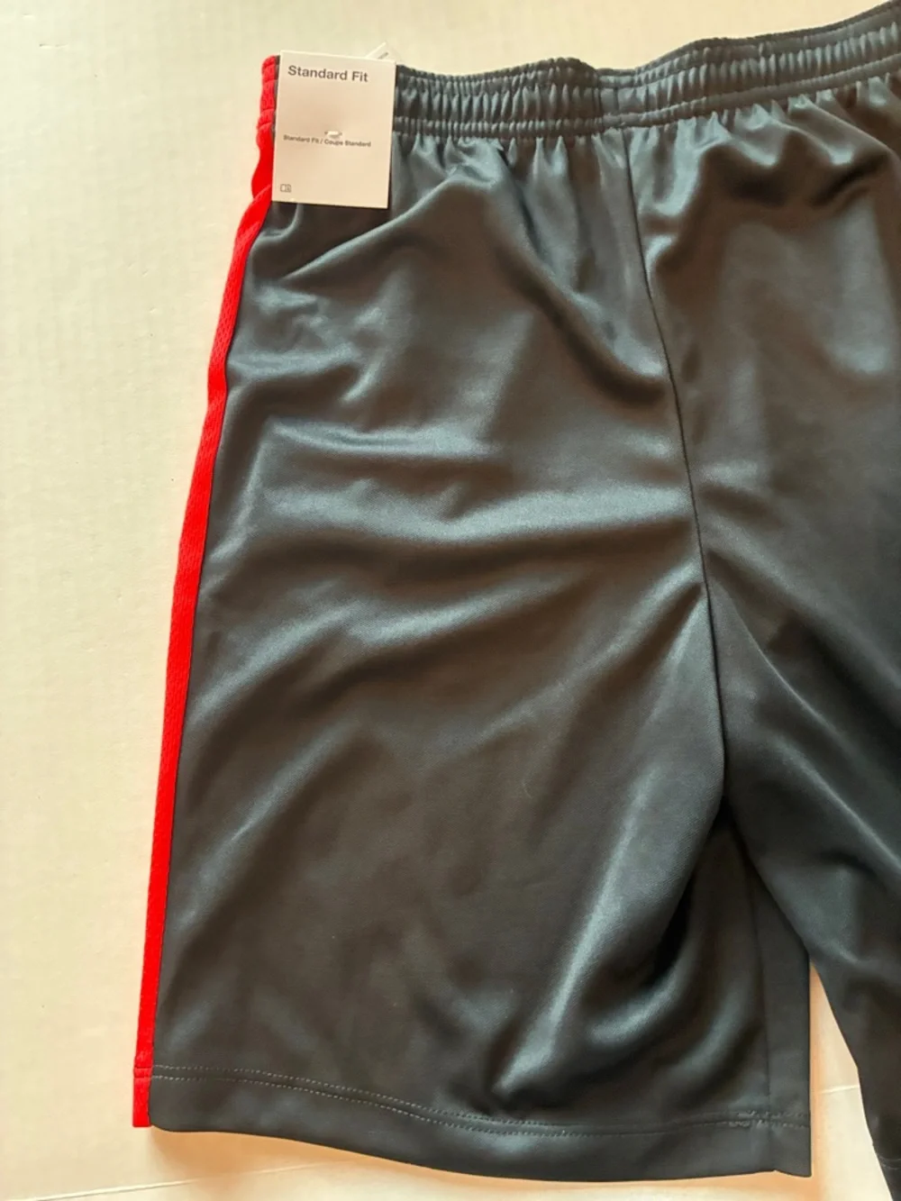 Boys Nike Black Shorts with Red Side Panels and White Swoosh - Picture 5 of 7